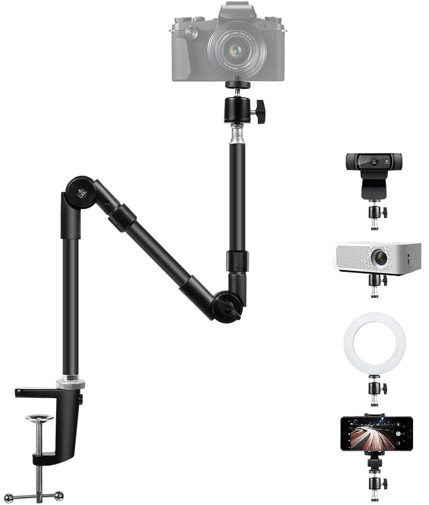 Rotação de 360 Graus, Ajuste Flexível, Suporte de Mesa Flexível Para Câmera, Suporte para Webcam, Suporte para Microfone, Suporte de Mesa Flexível para Câmera, Braço Articulado Microfone