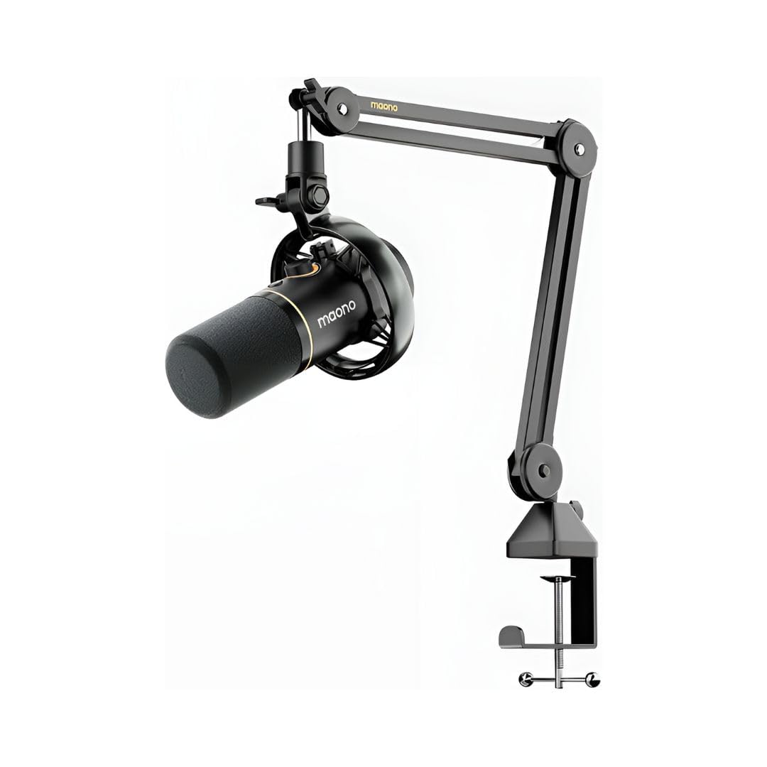 Microfone Maono PD200W Hybrid Preto Dinâmico com Braço Articulado Maono BA37 USB Tipo-C e XLR com Redução de Ruído, Shock Mount Integrada PD200W S