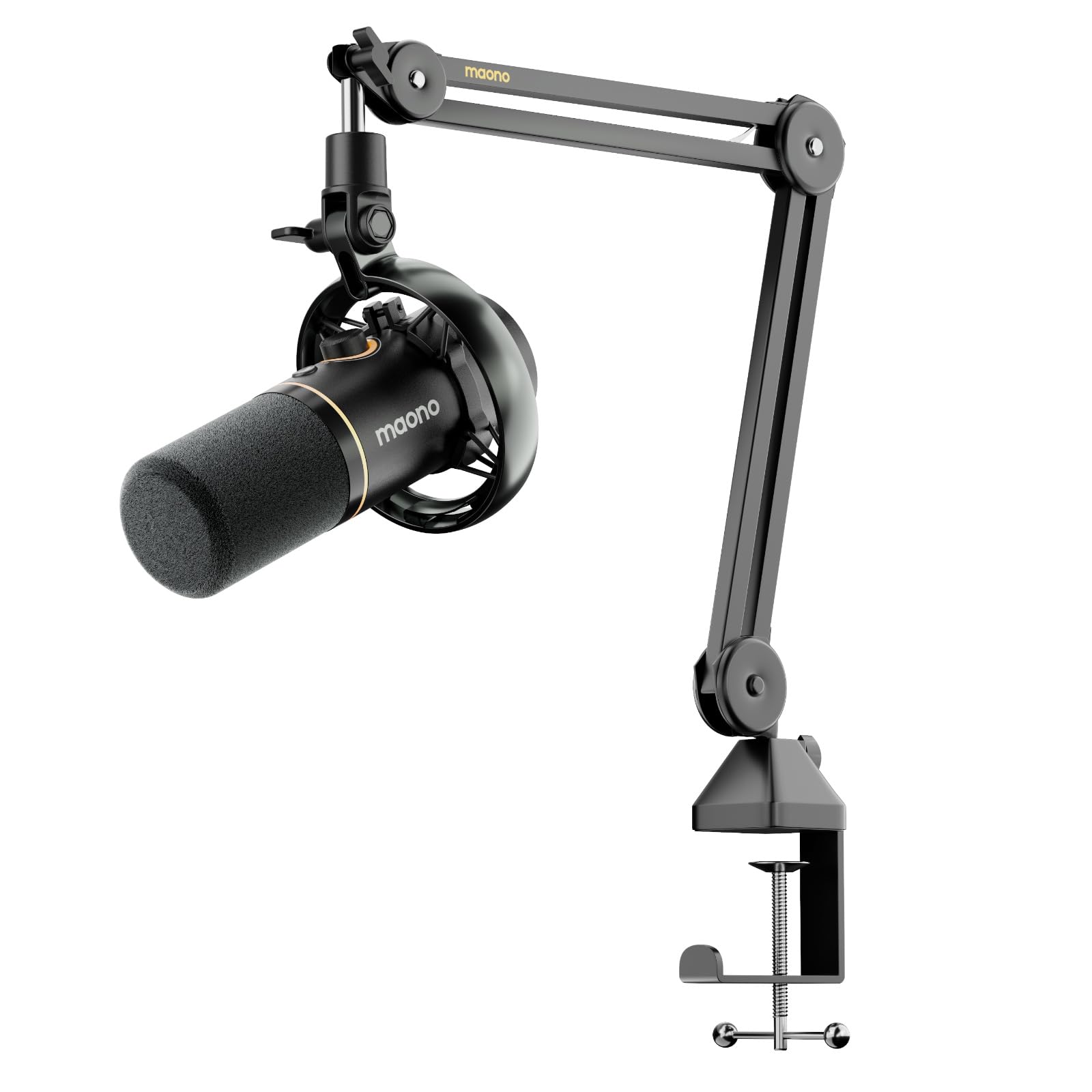 MAONO PD200W Hybrid Podcast microfone para PC, conexão sem fio, microfone dinâmico USB e XLR com braço articulado, software, cancelamento de ruído, para podcast, streaming, jogos, estúdio e voz over