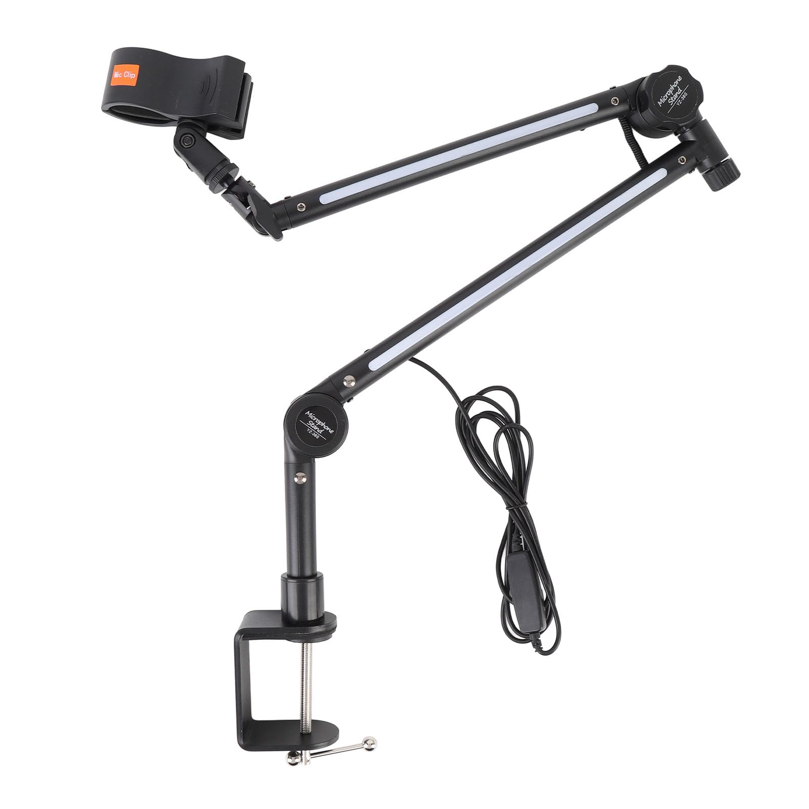 aqxreight Microfone de Mesa Microfone Stand 360 Graus Metal Arm Mic Stand Com RGB Light para Ajuste do Botão de Amortecimento de Jogos Vivos para RGB Standrgb Boom Armicrophone Braço