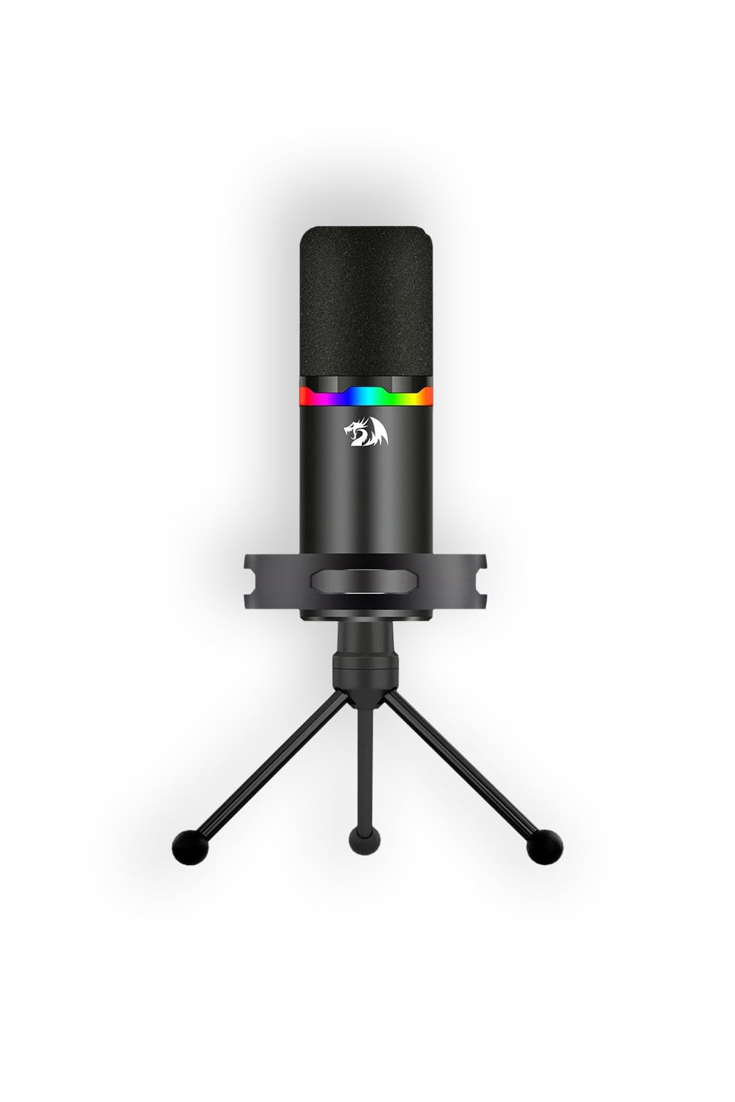 Microfone Dinâmico Gamer Redragon Solara RGB Preto USB Tipo-C e XLR com Braço Articulado e Shock MountGM307
