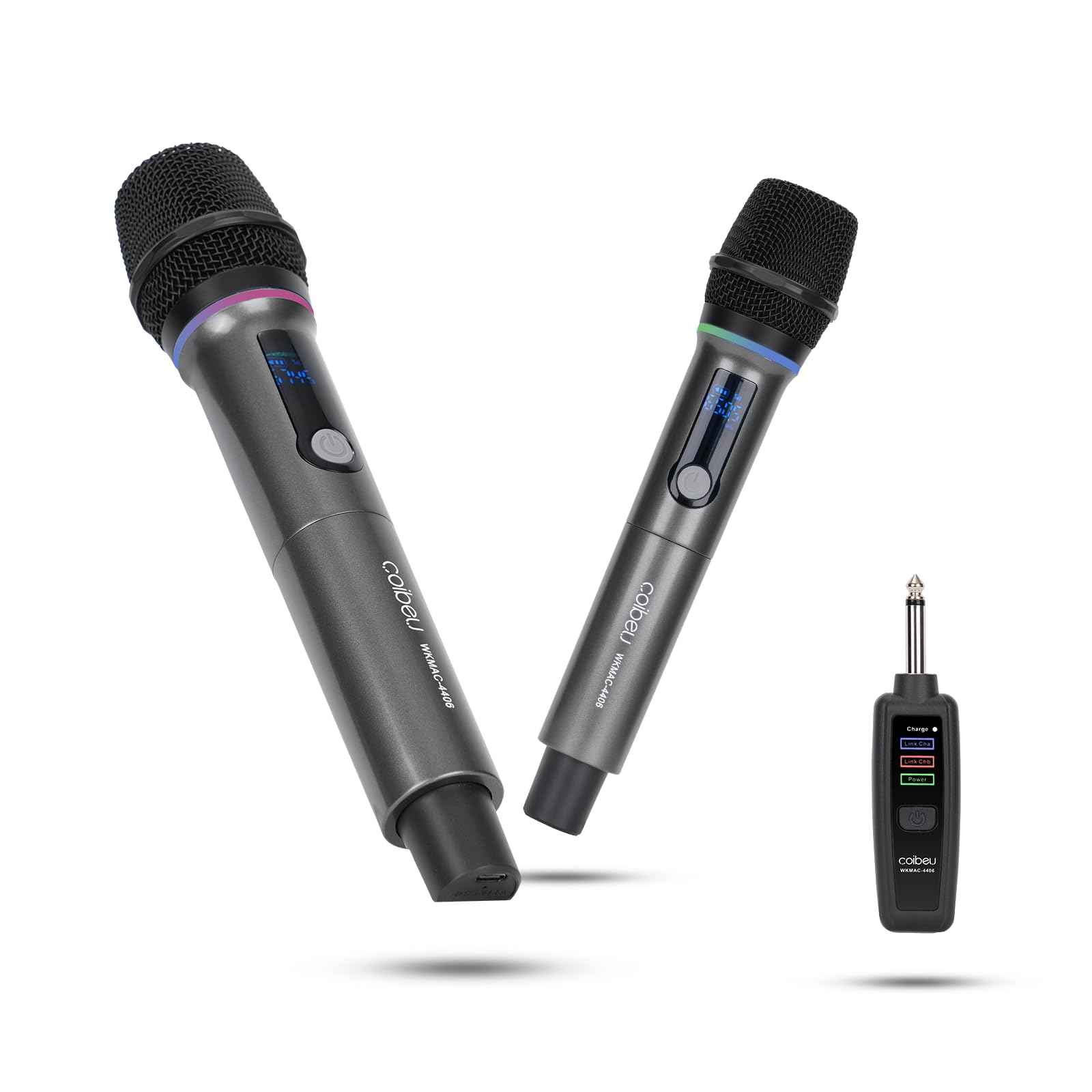 Microfone Sem Fio Duplo RGB, Microfone Karaoke UHF, Microfone Dinamico, Microfone de Mão Profissional para Festas, Eventos, Aulas, Palestras, Lgreja, Desempenho, Entretenimento Familiar, MAC4406
