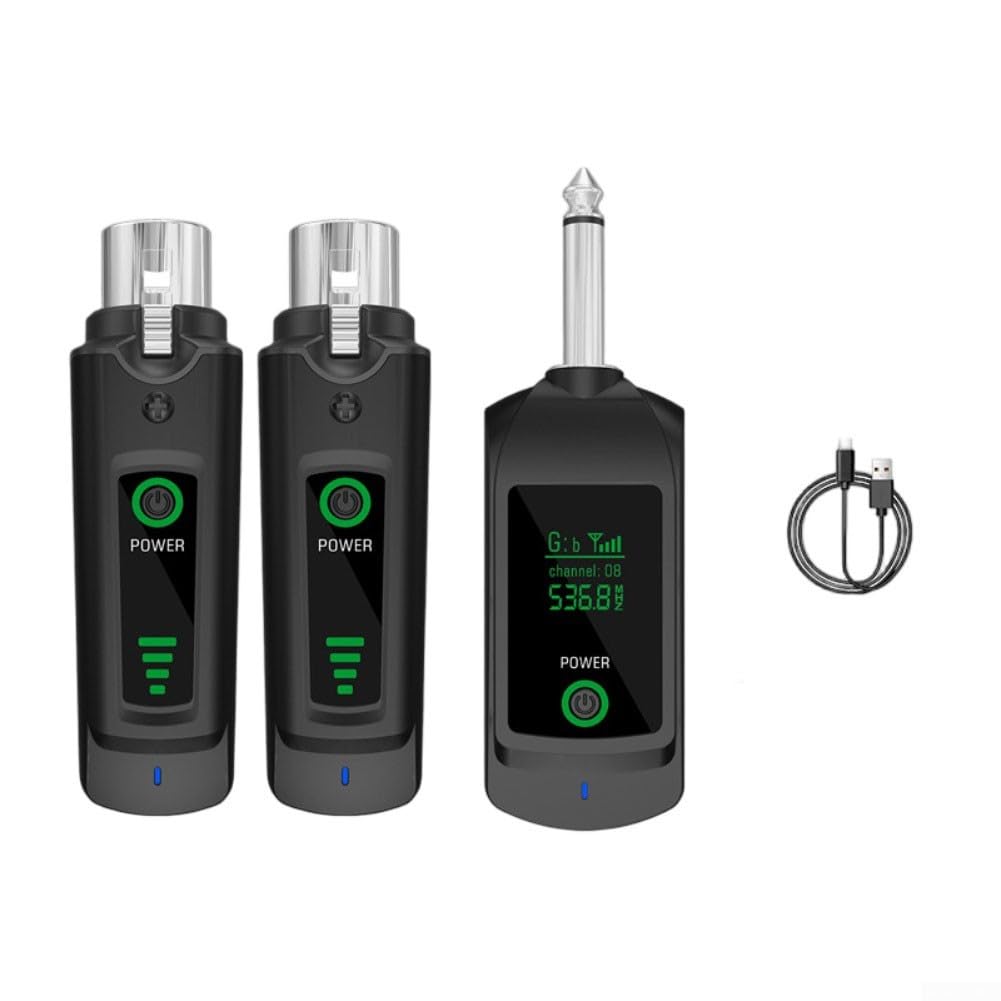 Microfone durante sem Fio XLR 2.4G 80m Recarregável Microfone(1 in 2) | Alcance 80m, sinal estável 2.4G, durante sem interferência, ideal palco, apresentação ao vivo