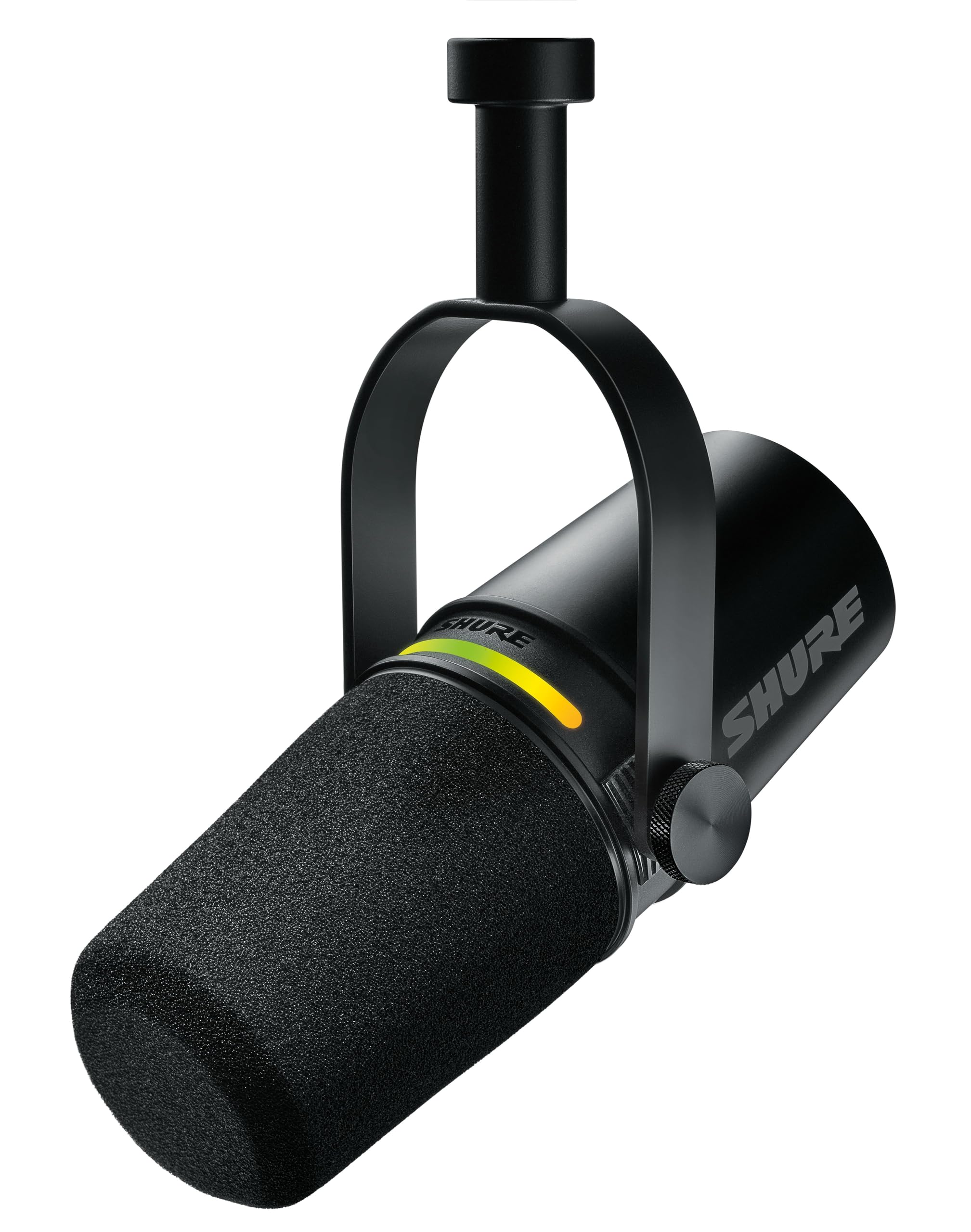 Shure Microfone dinâmico MV7+ Podcast. Certificado OBS, áudio aprimorado, painel de toque de LED, saídas USB-C e XLR, modo de nível automático, filtro pop digital, efeitos de reverberação, podcast, | Microfone dinâmico USB-C e XLR com painel de toque de LED, nível automático e filtro pop para podcasts, streaming e gravação