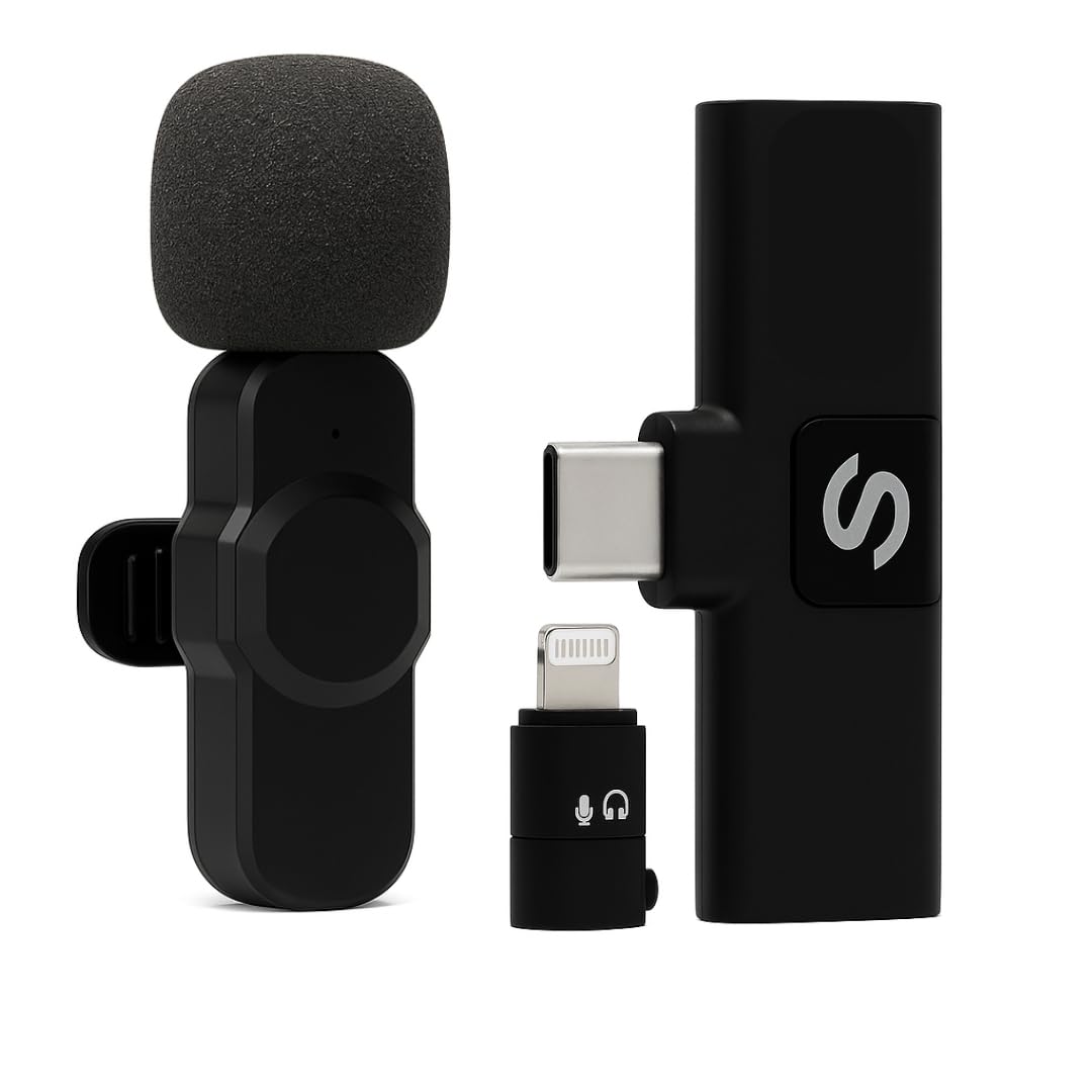 Microfone de Lapela USB-C e Lightning – Áudio Profissional, Compacto e Plug & Play para Gravações, Podcasts, Vídeos, Reuniões e Transmissões ao Vivo