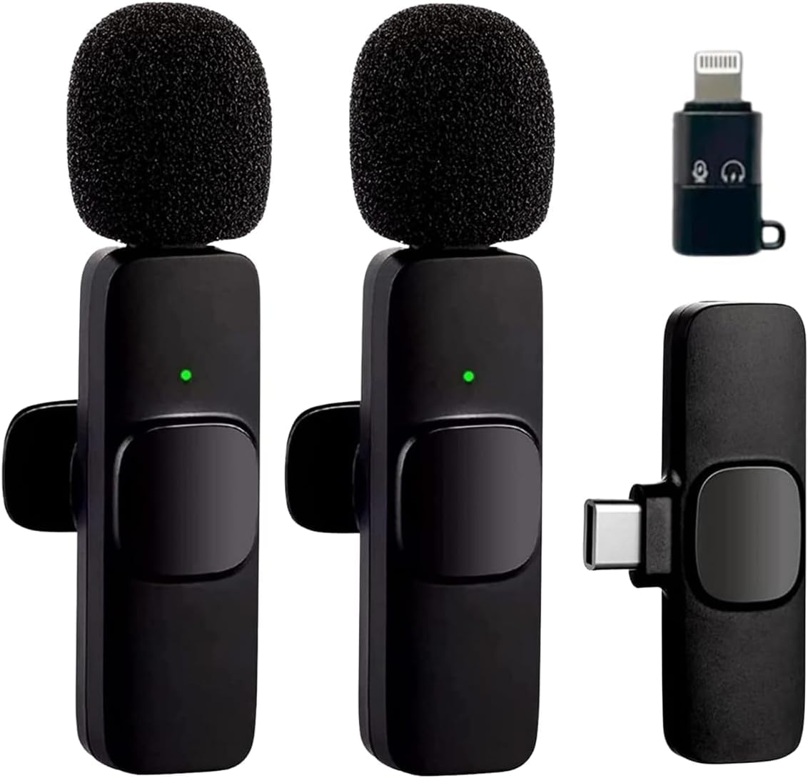 Microfone Lapela Sem Fio Bluetooth - Kit com 2 Microfonones | Redução de Ruído - 10h de Uso - Compatível com iPhone e Android | Linha Premium A'Gold | Ideal para Gravar Vídeos e Podcasts