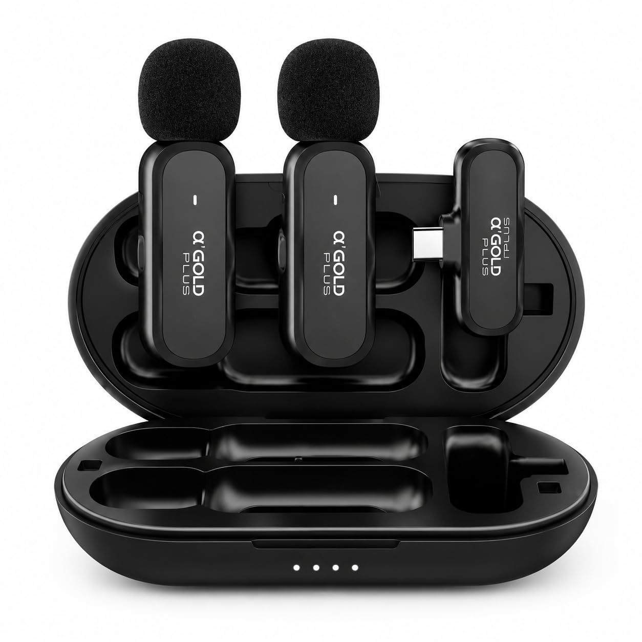 Kit 2 Microfones Lapela Sem Fio USB-C Lightning Redução de Ruído Plug and Play para iPhone Android Podcast YouTube Gravação (Lightning)