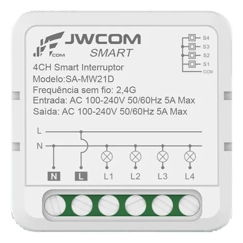 Módulo Mini 4 Canais Smart Wifi Inteligente Alexa E Google