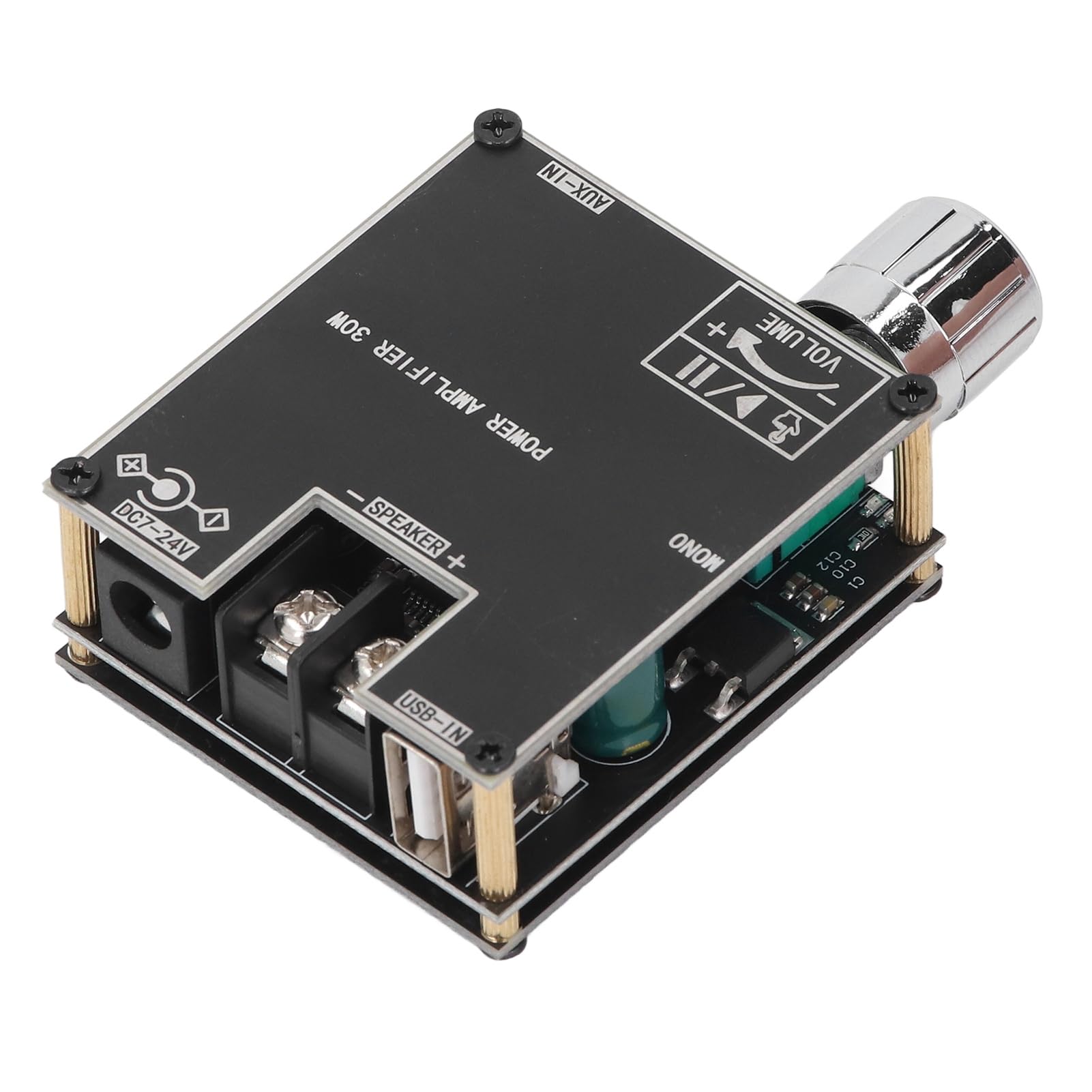 AUNMAS Mini Amplificador BT, Módulo Amplificador Digital de Alta Potência Com Controle de Botão, Canal único de 30 W para Alto-falantes DIY, Sistemas de Domésticos e Automotivos