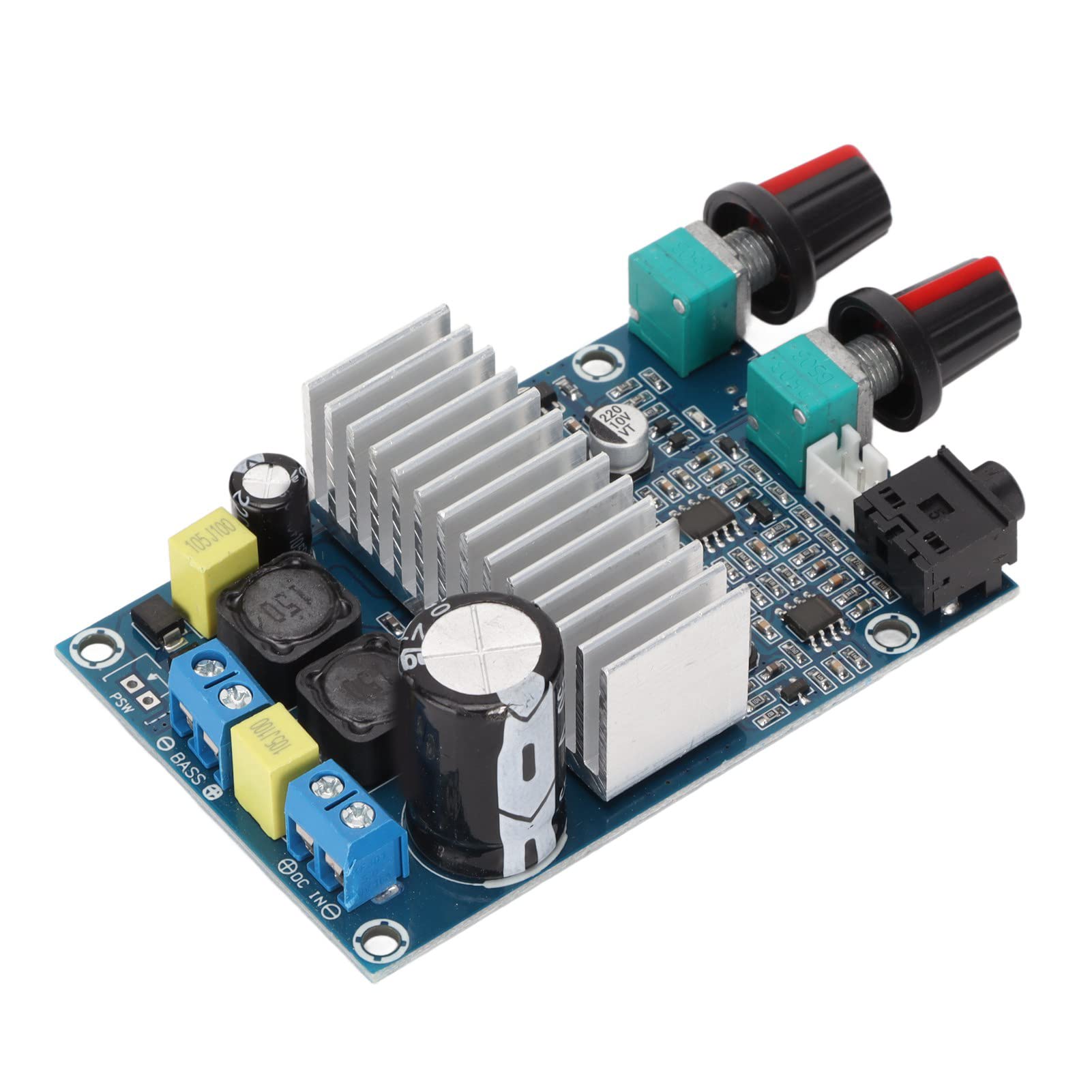 Generic Placa amplificador digital, módulo amplificador subwoofer de saída de graves 100W com pré-amplificador e crossover de graves, para alto-falante DIY 12-24V
