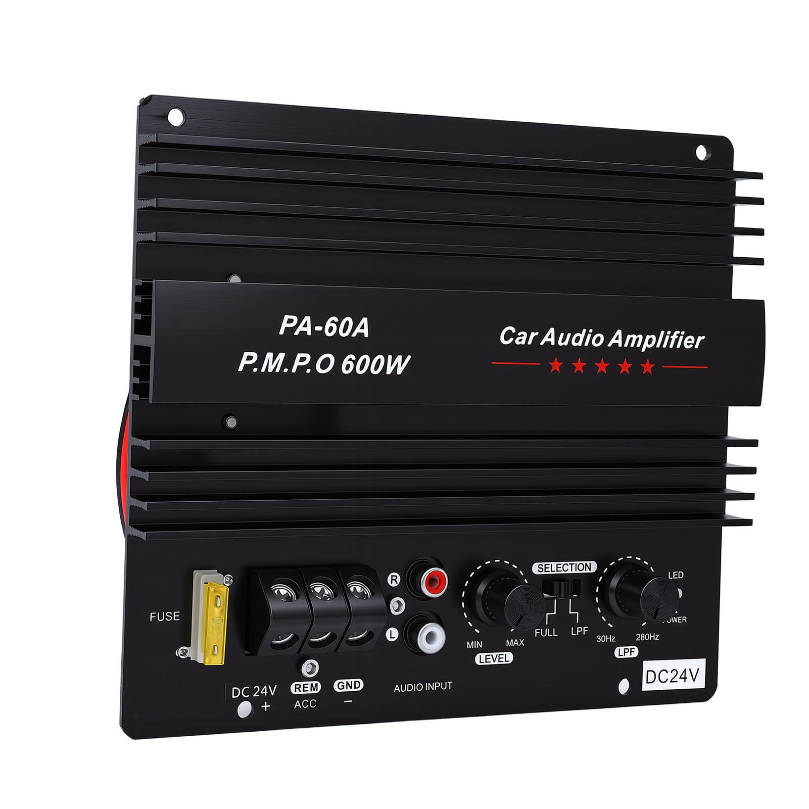 Placa Amplificadora de Subwoofer para Carro 600W |Liga de Alumínio do Módulo de Graves de Alta Potência para Alto-falantes de 8-12 Polegadas Tweeters de 4 Ohms