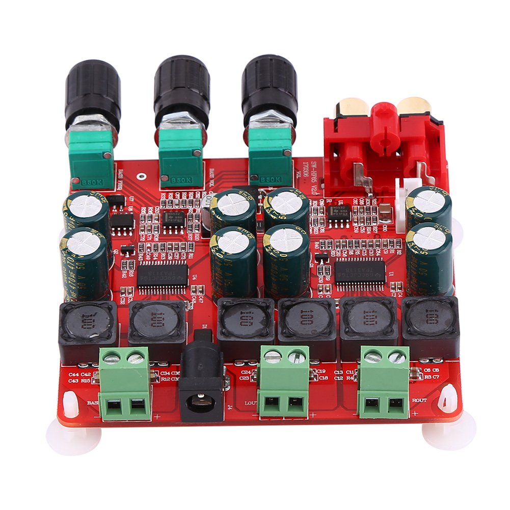 Cryfokt Módulo Amplificador de Potência Digital Tpa3118, Placa Amplificadora de de 2.1 Canais de Alto Desempenho para Home Theater 85x78mm