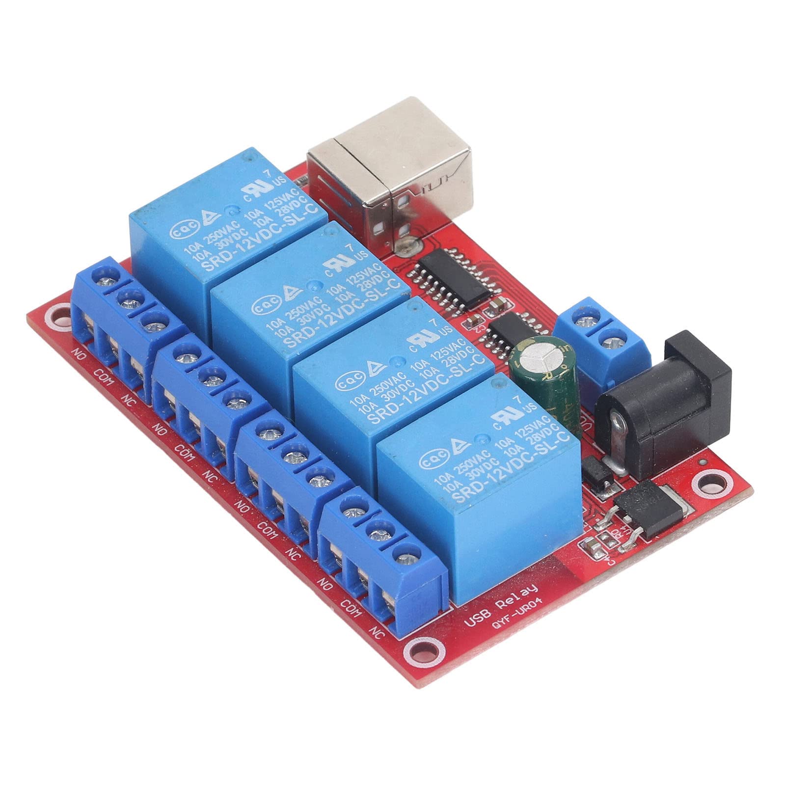 Zopsc Módulo Relé 4 Canais USB, Placa Relé DC para Controle PLC (12v) | Módulo de relé de controle de computador, placa de relé DC com 3 modos de operação, capacidade de contato 10A para sistemas