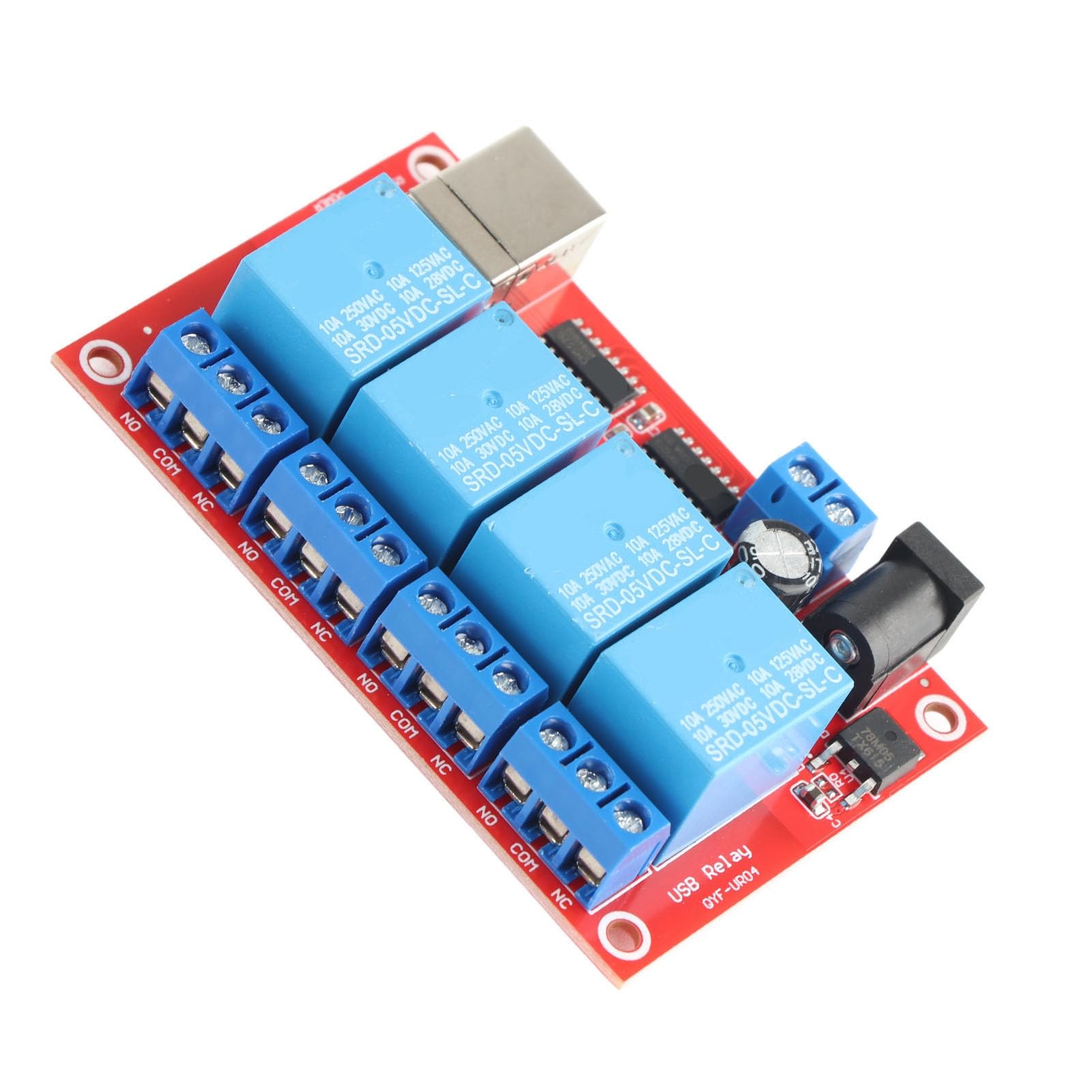 Zopsc Módulo Relé 4 Canais USB, Placa Relé DC para Controle PLC (5v) | Módulo de relé de controle de computador, placa de relé DC com 3 modos de operação, capacidade de contato 10A para sistemas
