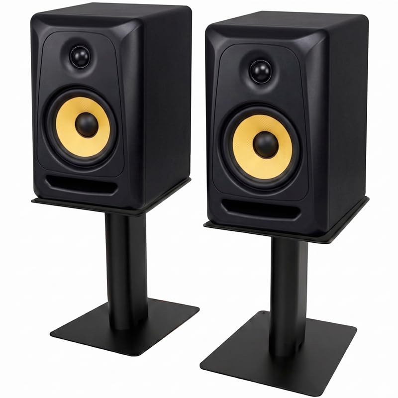- Par Suporte Monitor de Áudio Caixa de Som Home Studio Mesa 20KG Anti Vibração Profissional Preto M912 Máxima Audio