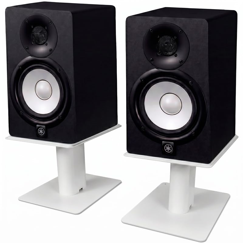 Par Suporte Monitor de Áudio Caixa de Som Home Studio Mesa 20KG Anti Vibração Profissional Branco M909 Máxima Audio