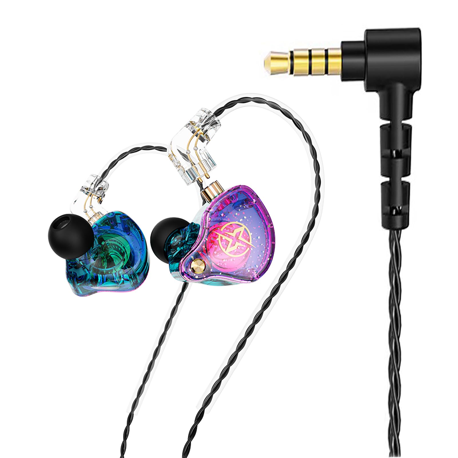 FEDAI DX2 Melody in Ear Monitors Fones de ouvido com fio IEM HiFi Bass, fone de ouvido esportivo dinâmico com driver duplo com cabo TPE para músicos, cantores, no palco, estúdio e academia (roxo sem