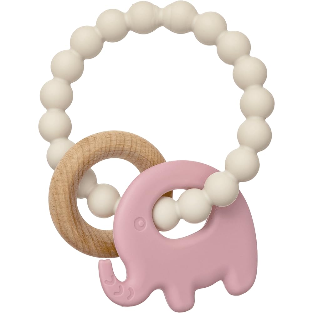 Buba, Mordedor Em Silicone E Bambu Elefante Rosa