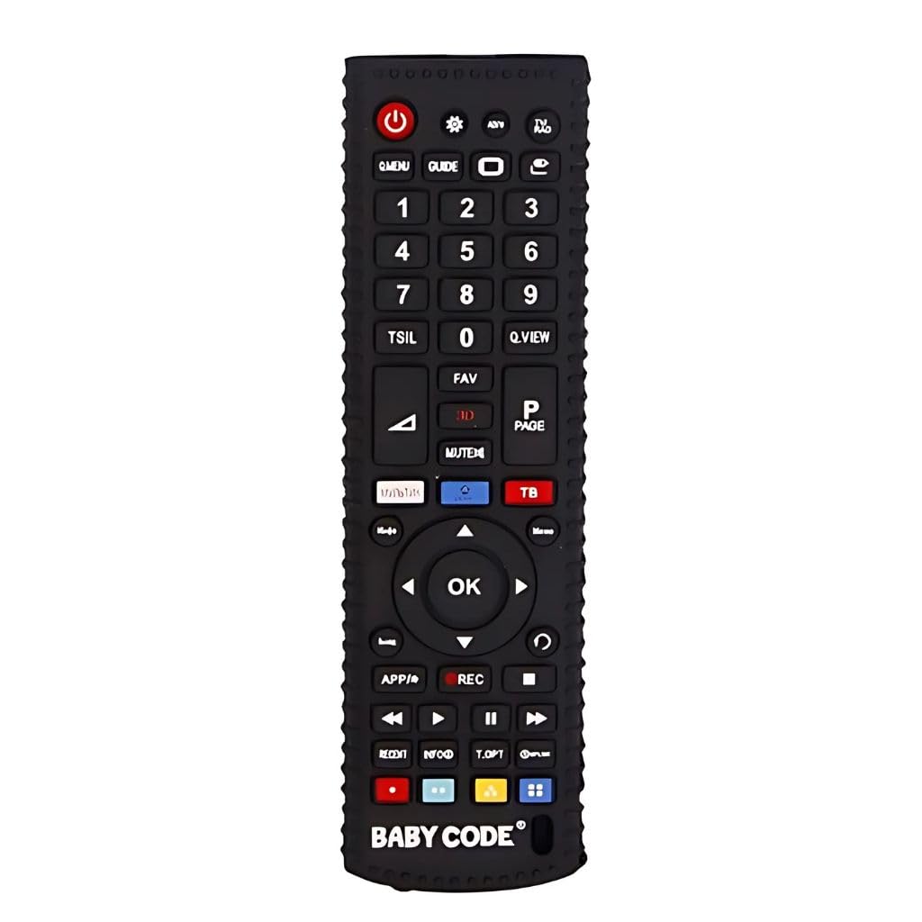 VELTIX Mordedor de Silicone em Formato de Controle Remoto 16cm – Para Bebês e Crianças – Atóxico, Macio e Seguro – Estimula Dentição e Sensorial – Livre de BPA – Cor Preta