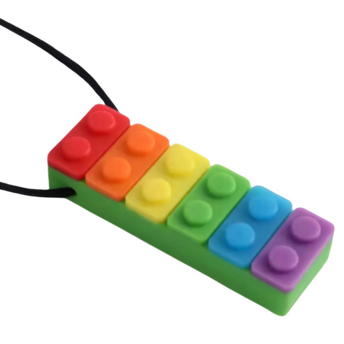 Colar Mordedor Sensorial Infantil em Silicone Bloco de Montar Colorido Antiestresse e Calmante para Crianças com Autismo TDAH e Dentição