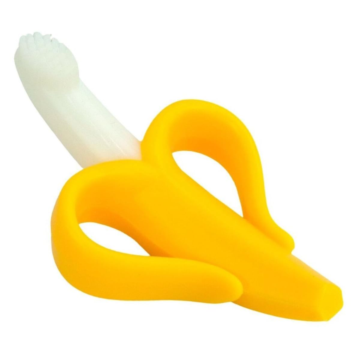 Mordedor Bebê Banana Silicone com Escova Dental Infantil Massageadora – Mordedor para Dentição, Anti Dor Gengiva, Livre BPA, Brinquedo Educativo, Fácil Pegada, Segurança Alimentar