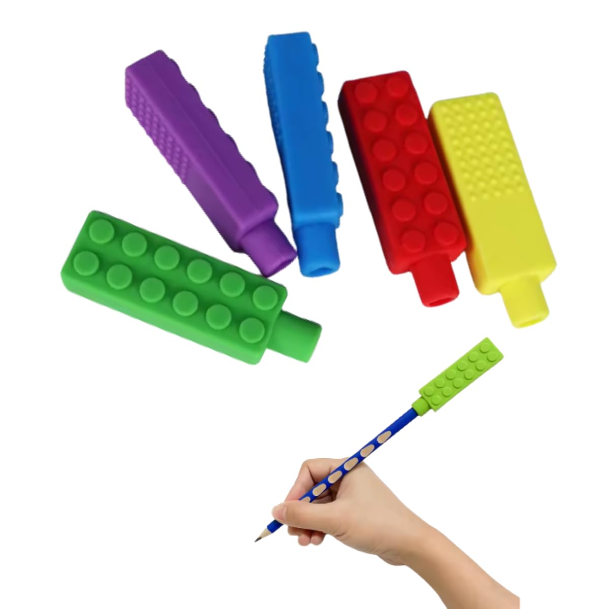 Kit 3 Ponteiras De Silicone Mordedores Sensoriais Para Lápis Terapia Oral Infantil Antistress TDAH Autismo | 3 Unidades | BPA Free