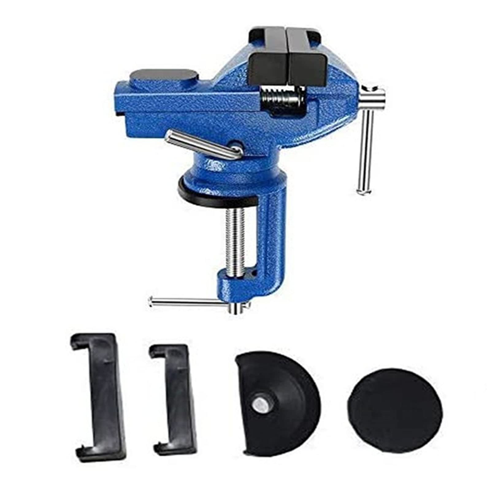 Morsa de Bancada Liga de Ferro Aço 300 Kg Força de Fixação Morsa de Mesa para Marcenaria Com Almofada Antiderrapante Azul 70 Mm