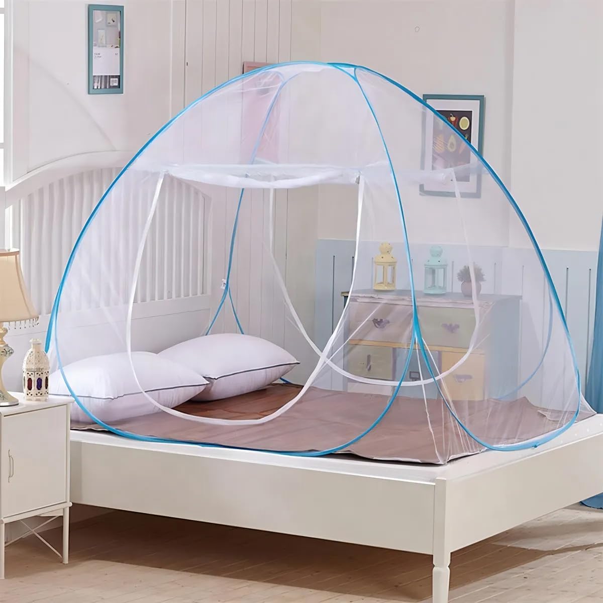 Mosquiteiro tenda para cama de casal com 2 portas laterais, Dobrável e Portátil - tamanho 200x150cm