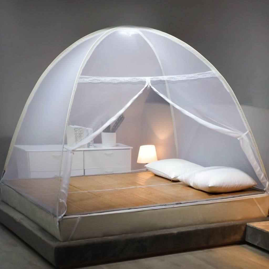 Mosquiteiro Tenda para Cama King Dobrável Portátil Proteção Contra Mosquitos(BRANCA 150CM)