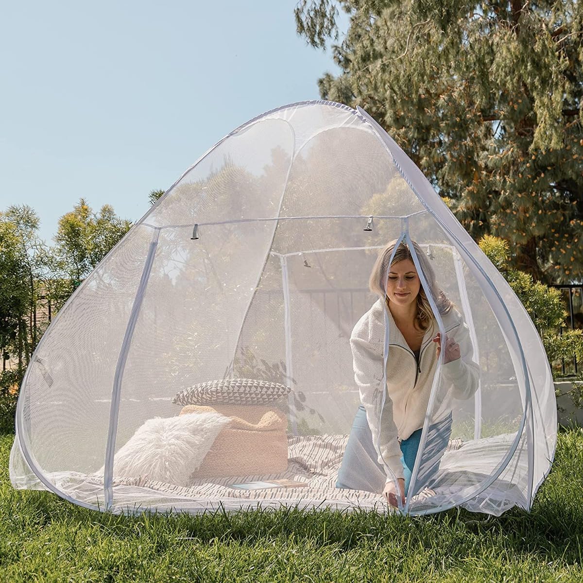 Mosquiteiro Tenda Cama Casal Dobrável Portátil Antimosquitos (Br)