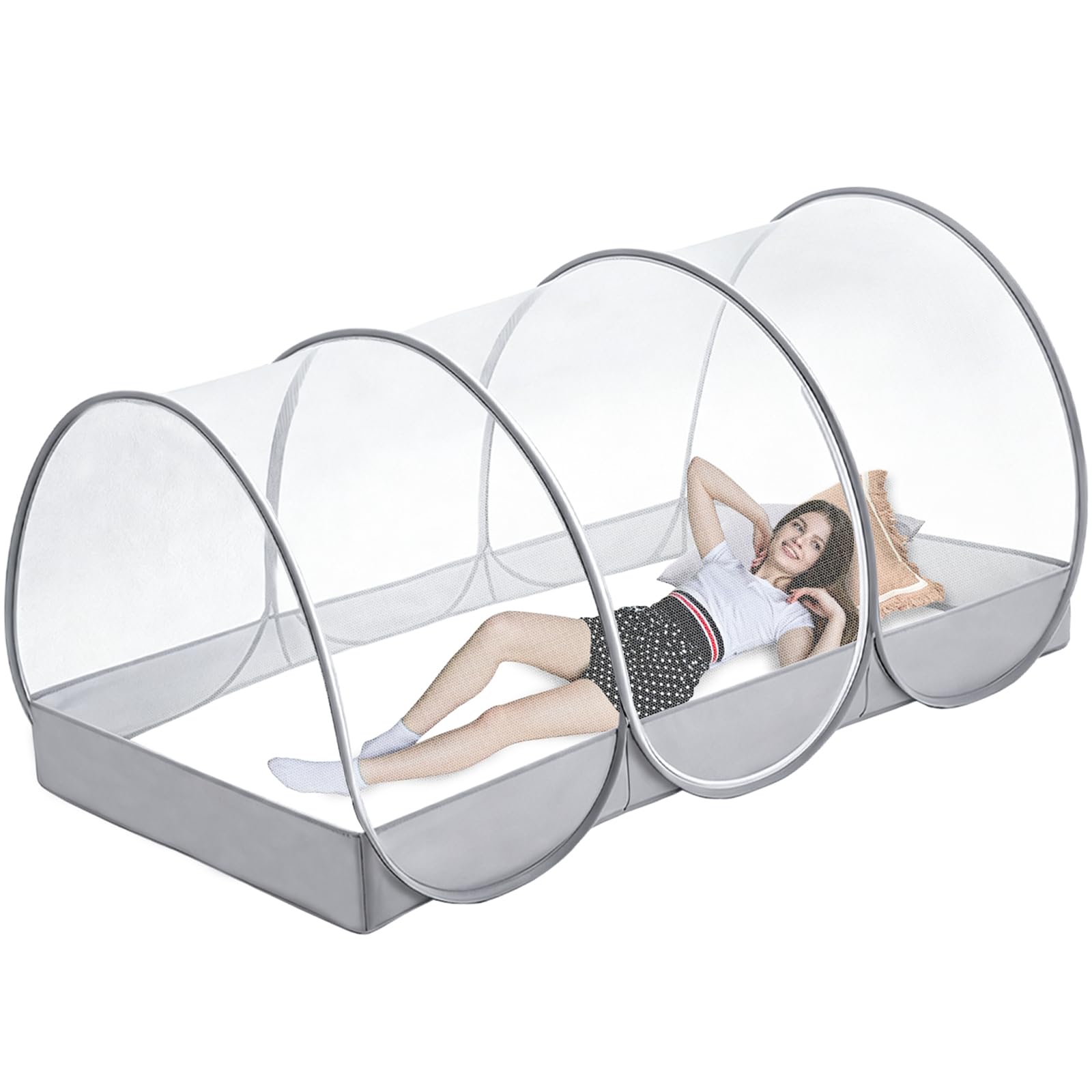 Tenda de mosquiteiro pop-up extra grande de 199 x 101 x 89 cm, rede mosquiteira dobrável para cama, mosquiteiro portátil, barraca de malha mosquiteira para cama, acampamento, pátio, sala de estar
