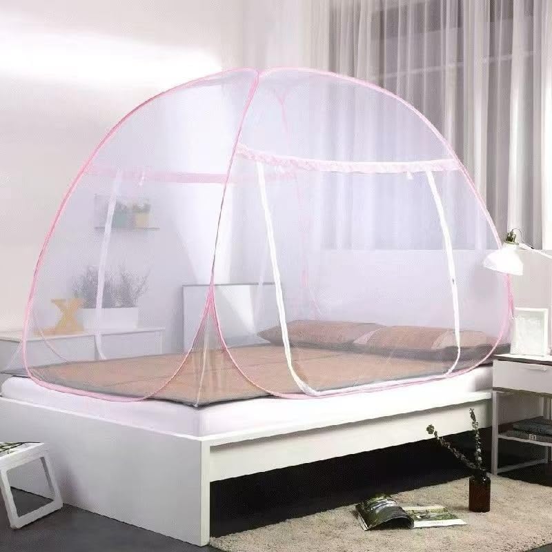 Mosquiteiro Tenda Dobrável para Cama King Rede Portátil Anti Mosquito Proteção Contra Insetos(ROSA,180 * 200 CM)