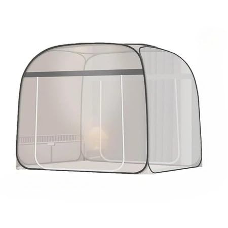 Mosquiteiro para cama, 1,5m x 2m, com zíper, dobrável, lavável e portátil. | Renda decorativa tipo tenda com abertura lateral para cama de casal, Queen e King, altura 3,50 m