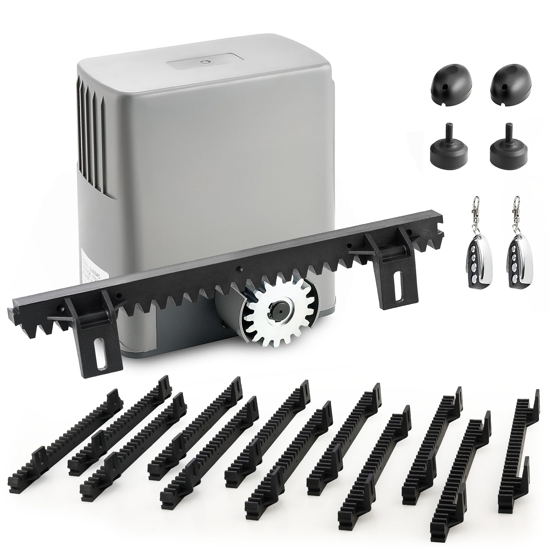 CO-Z Abridor de portão deslizante acionado em rack de 635 kg com sistema de alarme, abridor automático de portão de 280 W com controles remotos, motor de portão elétrico para portões de até 12 m, kit