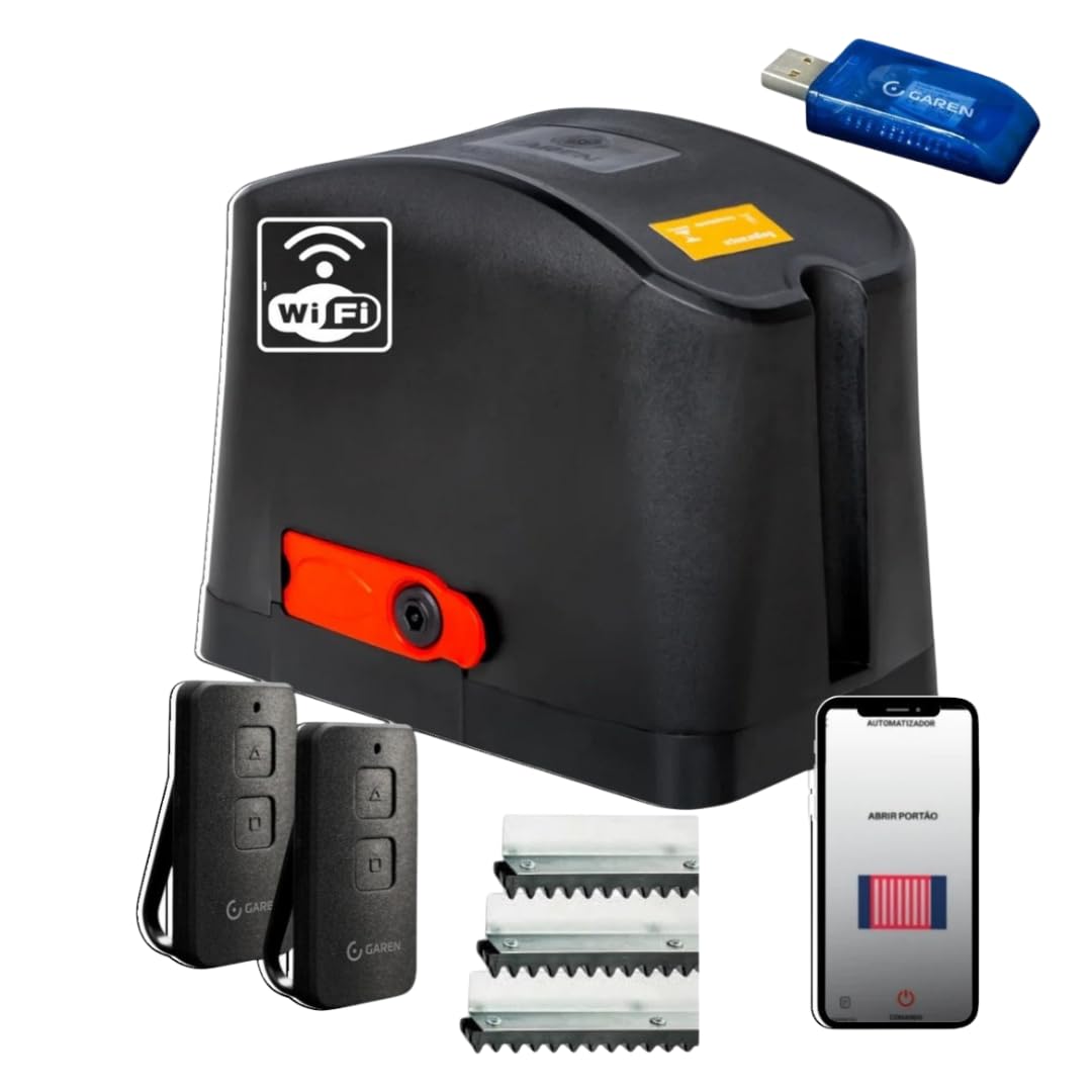 Motor de Portão Garen Fit Connect 220V com Wi-Fi App GSmart 4.0 e 3,5m de Cremalheira (6 Metros)
