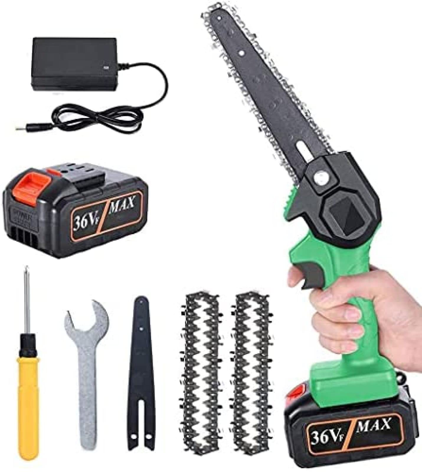 Mini Motosserra, Motosserra Elétrica Portátil Sem Fio De 6 Polegadas 36V 550W Podador Com 2 Correntes Para Jardinagem, Agricultura, Pecuária Árvores,Azul/1 Bateria,Collector88