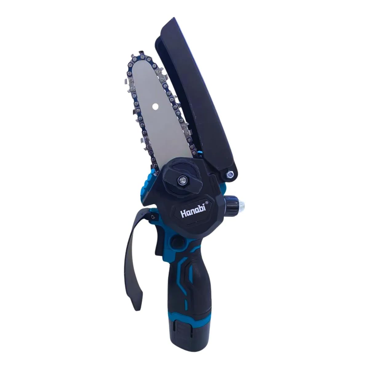 Hanabi Mini Motosserra Elétrica A Bateria 12V Brushless Portátil Sem Fio | 4 Polegadas Com LED E Kit De Proteção (Óculos E Luva)