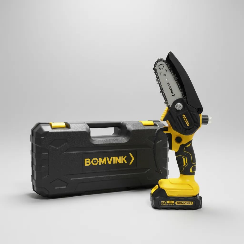Motosserra Elétrica Mini Bivolt 4 Pol com 2 Baterias e Maleta | 2 Baterias Inclusas, Maleta de Transporte, Bivolt, Uso Doméstico, Compacta