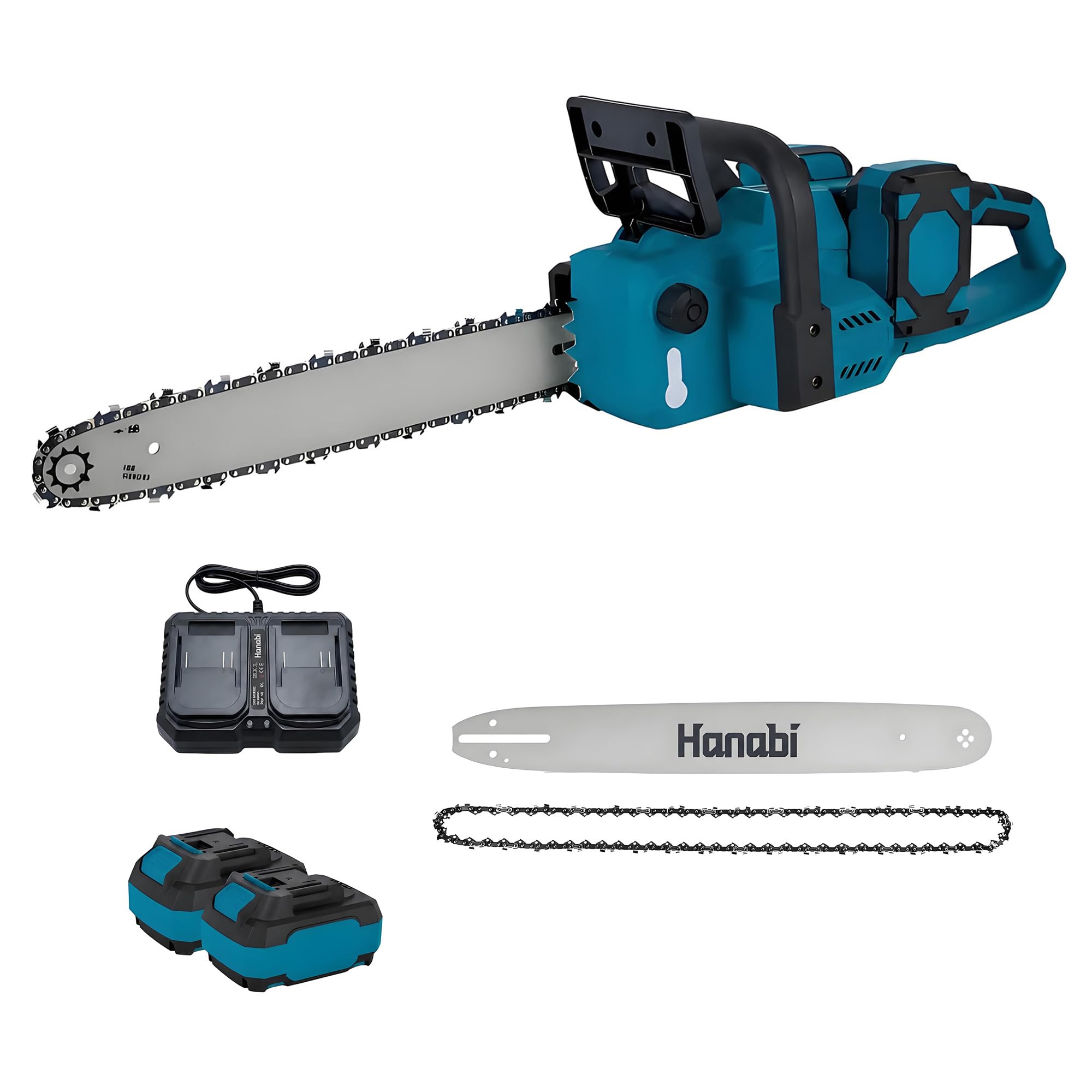 Hanabi Motosserra Bateria Serra Brushless Poda Sabre Serrote | 40V Sem Fio 2x4.0Ah 46cm 6000RPM Moto Eletrosserra Eletrica para Galhos