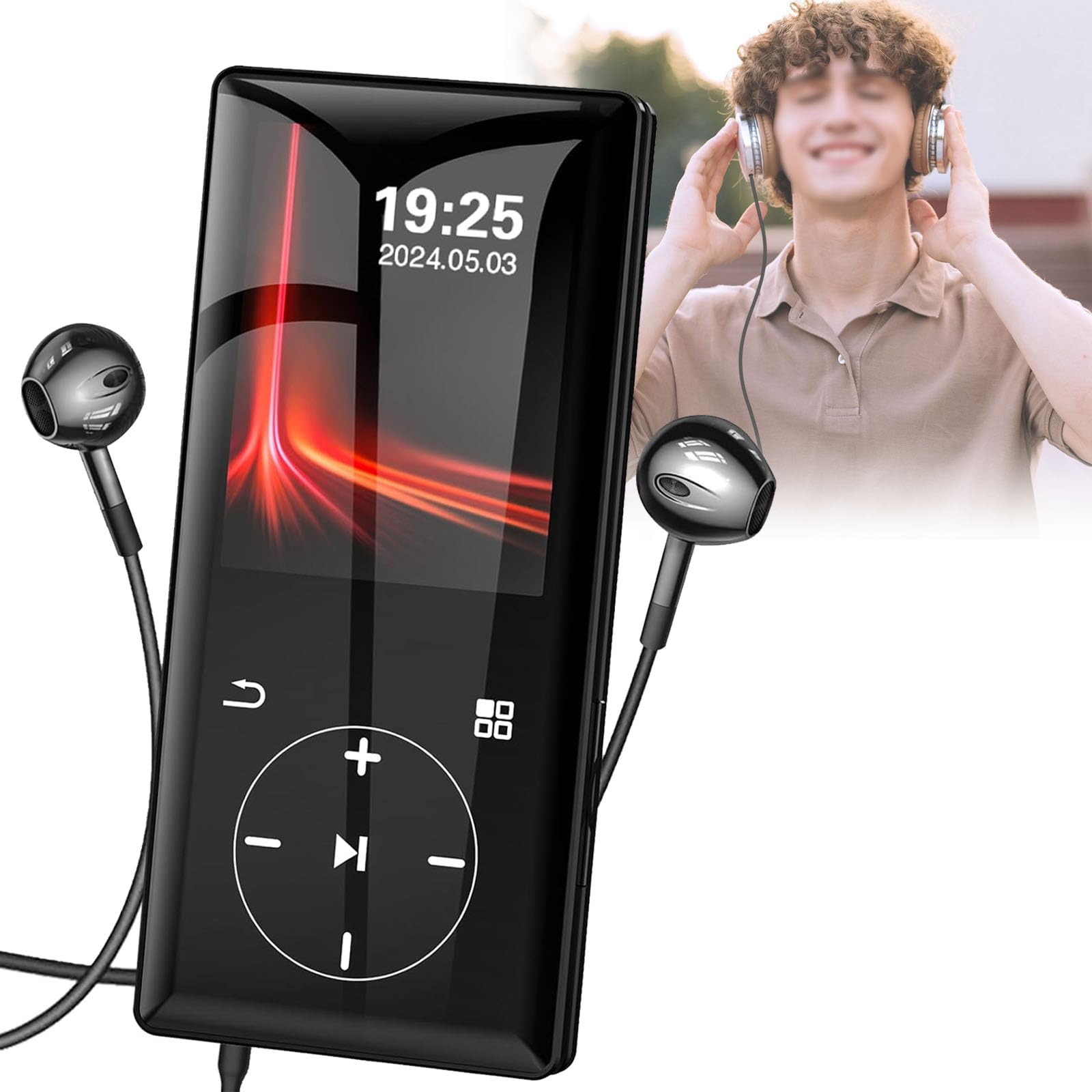 Leitor De MP3 Com Bluetooth (64 GB), Reprodutor De Música Portátil HiFi Sem Perdas (2,4 Polegadas), 30 Horas De Reprodução, Gravador/leitor De E-books, Expansível Até 256 GB,64GB