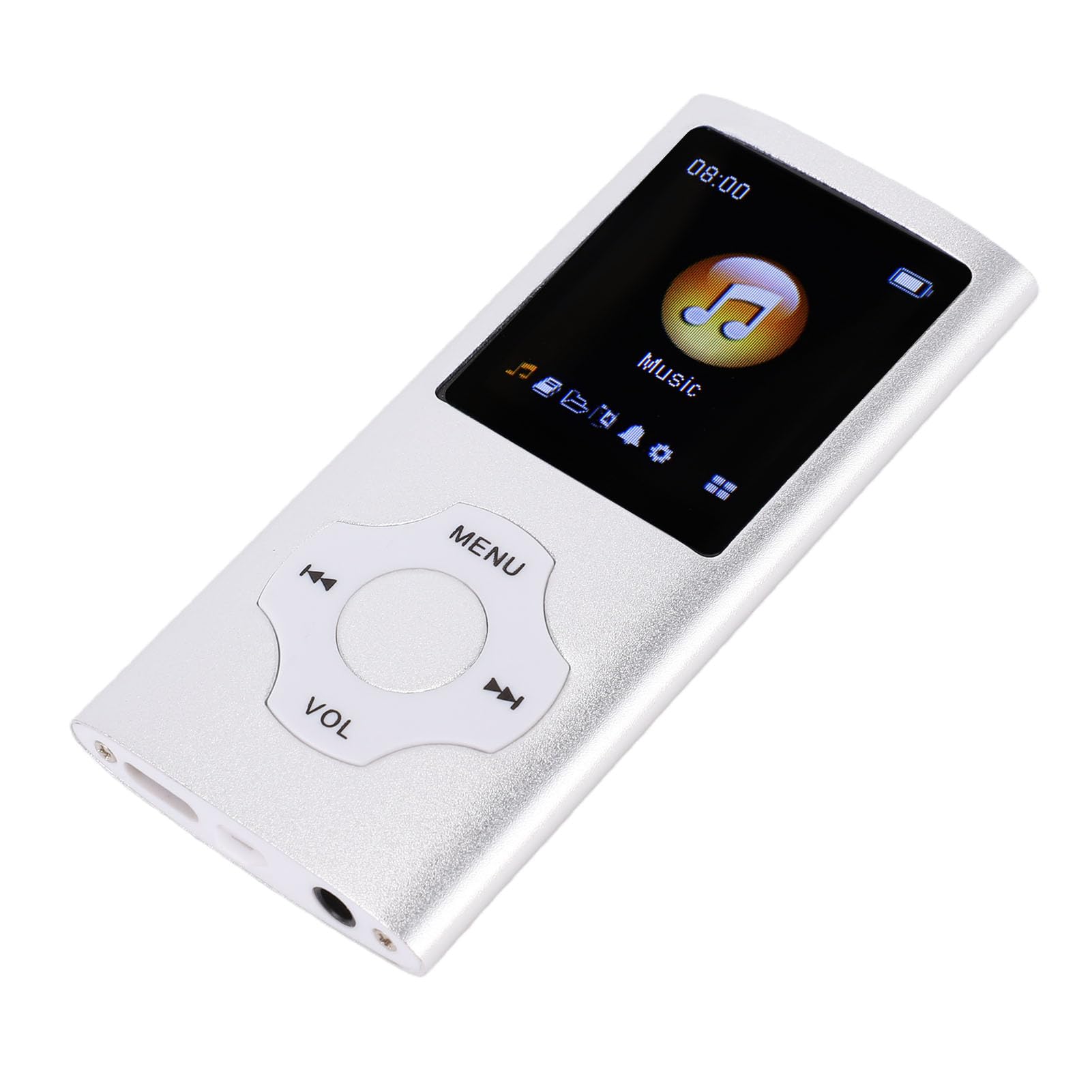 Zopsc MP3 Player Tela LCD de 1,8 Polegadas, Bluetooth 5.3 HiFi Lossless Music Player Com Rádio FM, Leitor de E-book, Gravador de Voz, MP3 Portátil para Esportes (Cinza Prateado)
