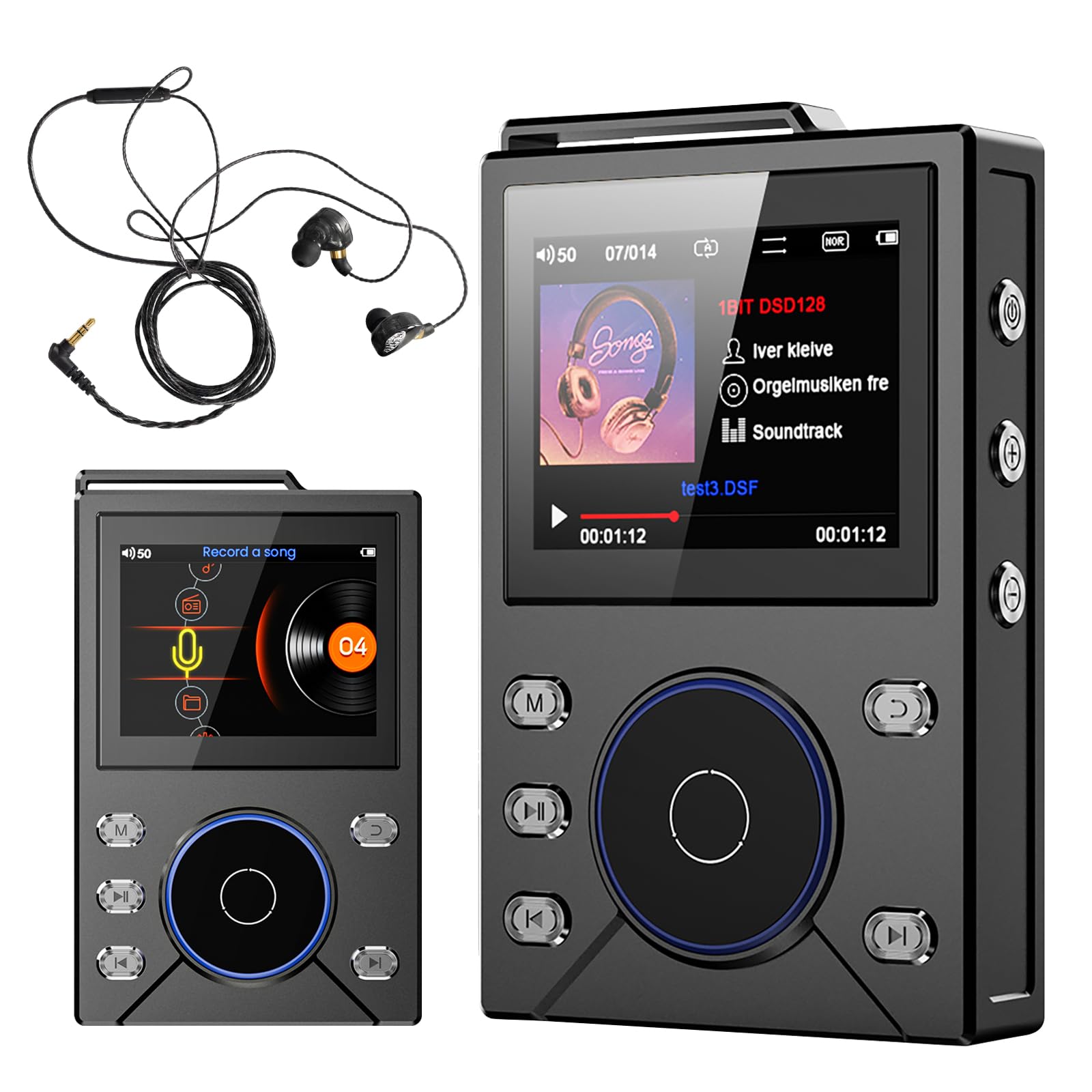 MP3 Player Bluetooth 5.4 Portatil, HiFi Reprodutor de Música, Music Player 16GB com Audio Digital de Alta Definição TFT sem Perdas, Suporta Cartões de Memória de até 256 GB