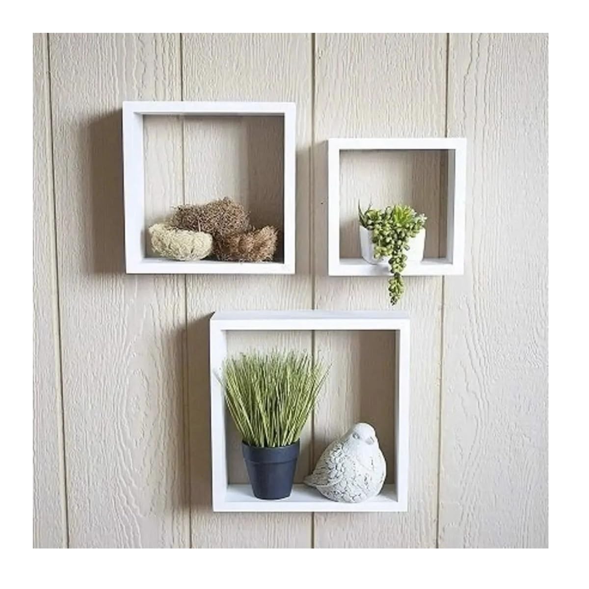 D-CORE Kit 3 Nichos Decorativos de Parede, Branco, Quadrados, para Sala, Quarto e Escritório, Organizador Modular