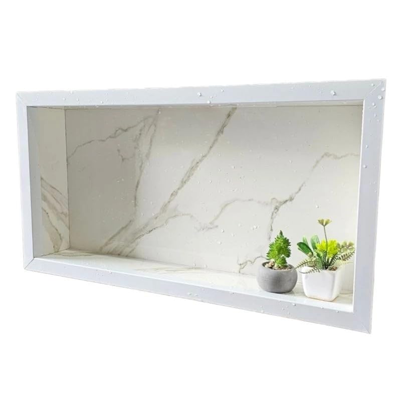 Nicho Porcelanato Banheiro Porta Shampoo Prateleira Organizador Lavabo Box (Branco)