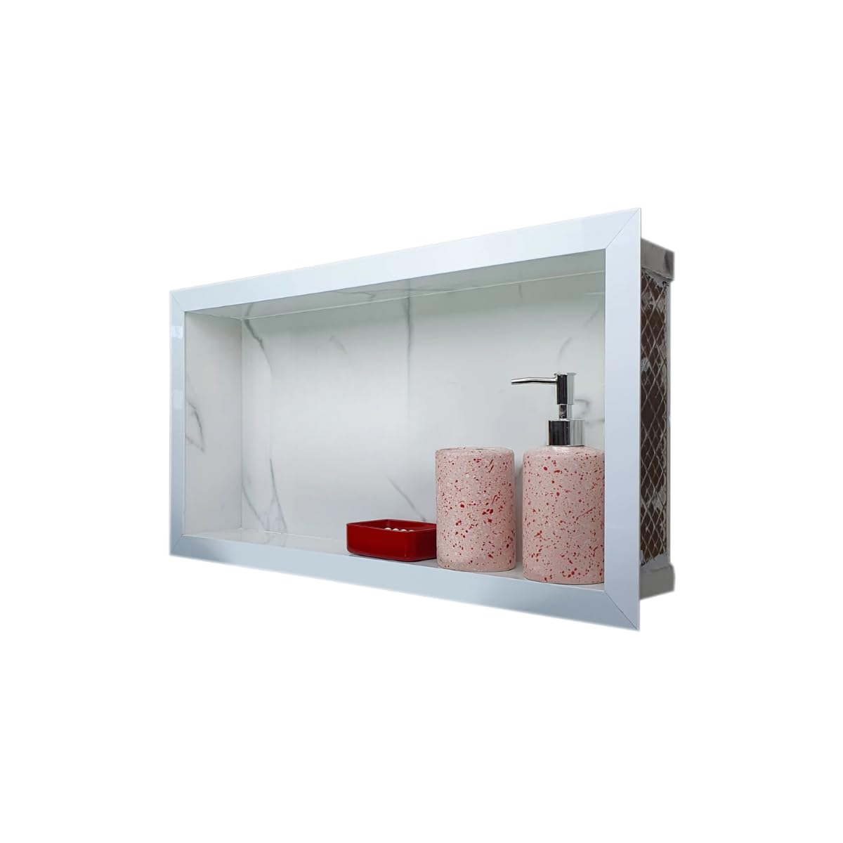 Nicho de Parede 60x32 Porcelanato Carrara Branco Brilhante - Acabamento Premium para Banheiro e Cozinha