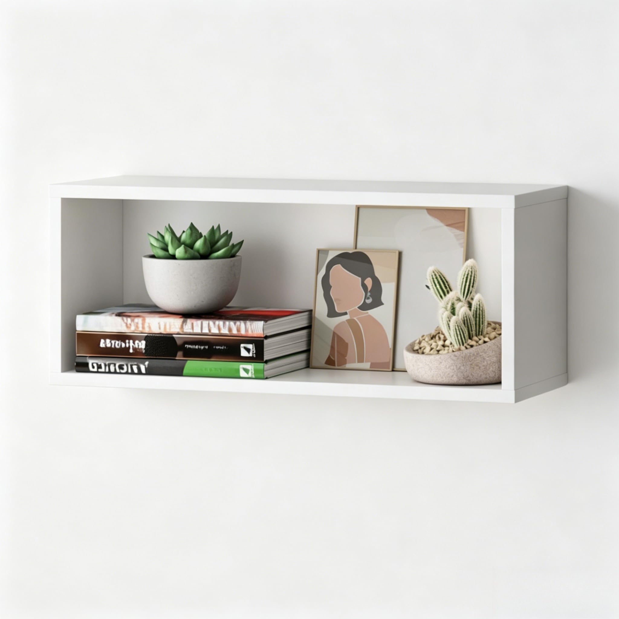 Nicho de Parede MDF Branco 50x25x10cm, Organizador Decorativo para Banheiro Sala Cozinha Quarto, Estrutura 15mm Resistente com Fixação Completa