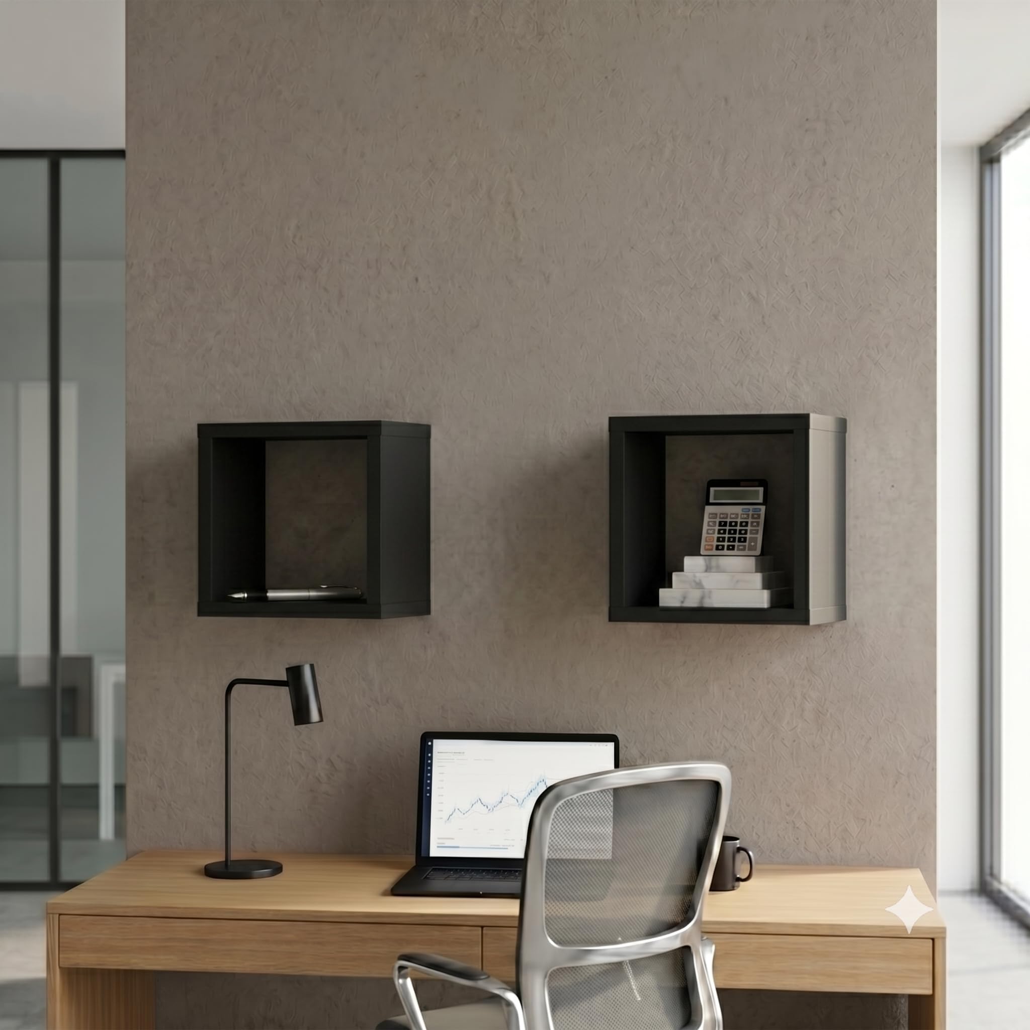 Kit 02 Nichos Preto Fosco para Parede 20x20x10cm | Decoração Casa, Sala, Livros, Quartos