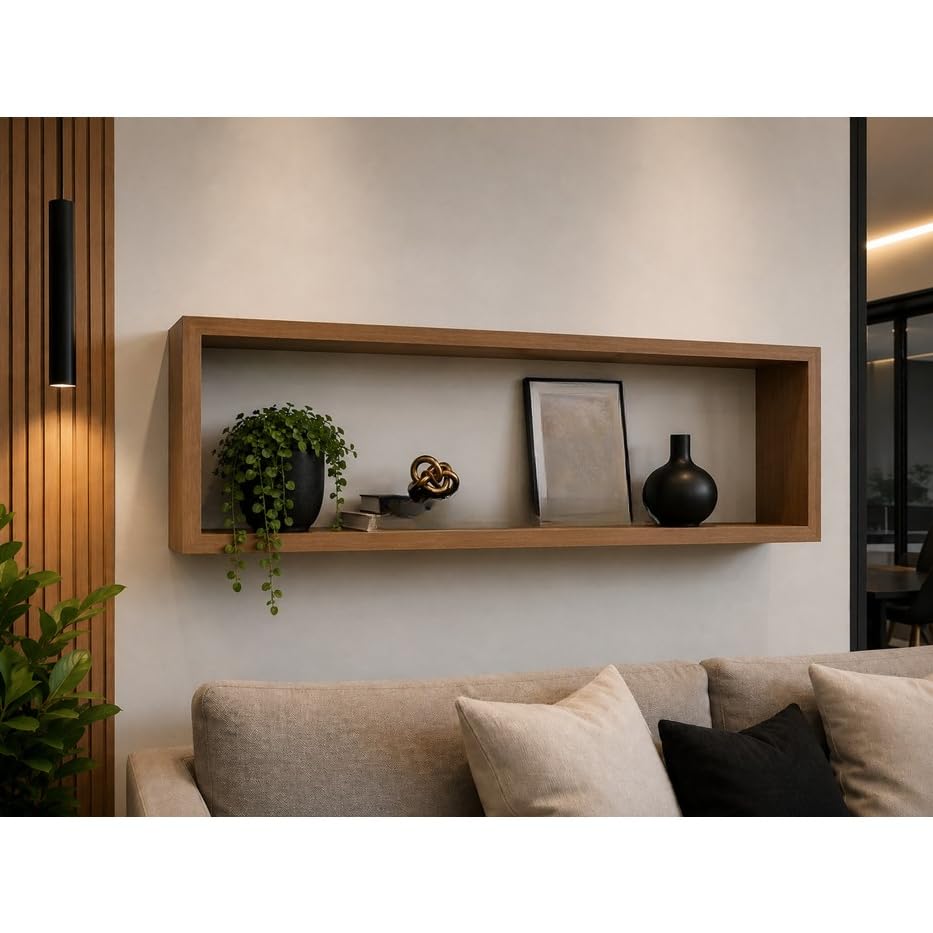 Nicho Grande em MDP 80x30x20 cm para Parede(MADEIRADO) | Nicho grande em MDP 15 mm, com 80 cm de largura e suporte de até 10 kg em parede de alvenaria
