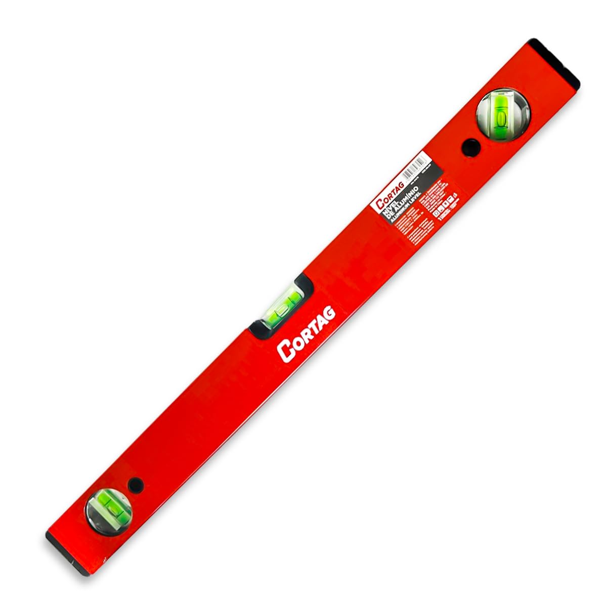 Nível Manual de Alumínio 60cm, 24 Polegadas Cortag Sem Imã para Nivelar e Alinhar Pisos Paredes Superfícies C/ 3 Bolhas Profissional Para Pedreiros Cód - 60242