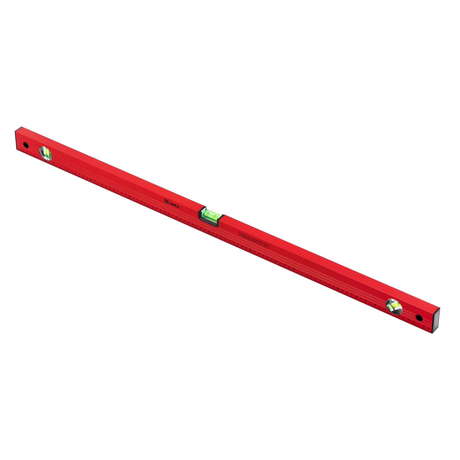 EMTOP MTX Nível de Alumínio 1000 mm (40") com 3 Bolhas e Régua Integrada – Precisão Vertical, Horizontal e 45°